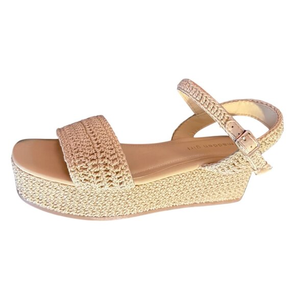Madden Girl Women Beige Crochet Platform Sandals With Adjustable Strap 9 NWOB - Picture 2 of 8